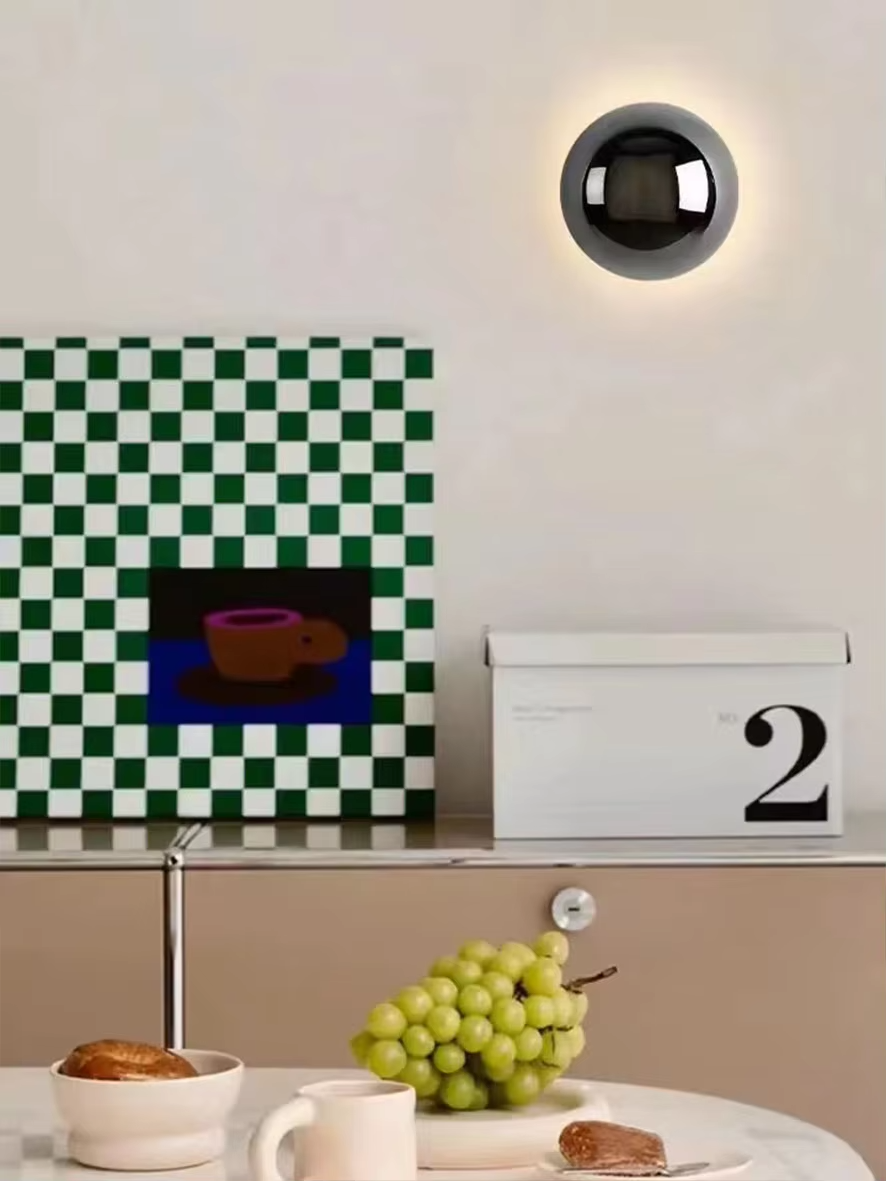 Minimalist Plated Silver Luxurious Wall Lamp Modern Simple Circular Lunar Eclipse sconce