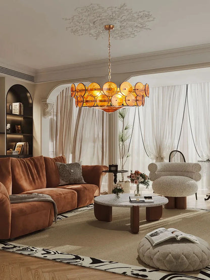 Lorenzo Chandelier Vintage French Living Room Hanging Lamp Orange Chandelier