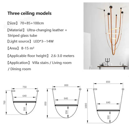 Duplex Leather Chandelier Restaurant staircase chandelier