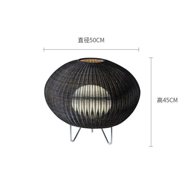 Natural handmade rattan floor lamp Japanese Outdoor waterproof Garden standing lamp