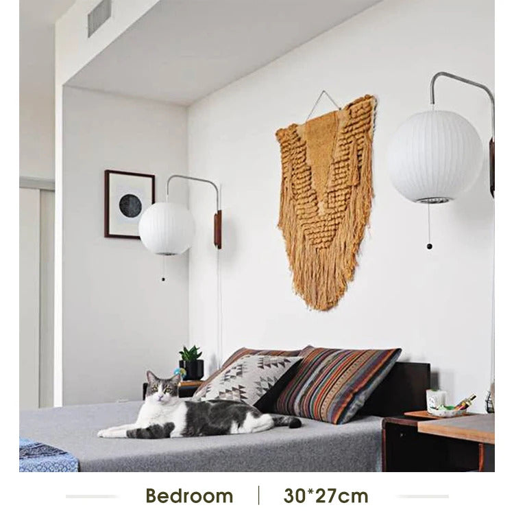 Nordic minimalist milk white wall lamp Danish designer Hand Woven Silk table light