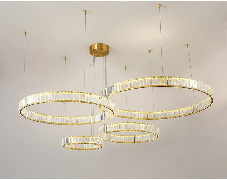 Luxury Crystal LED Pendant Lights Home Villa Living Room Dimmable Lighting Lustre Decoration Ceiling Chandelier Lamps Fixtures