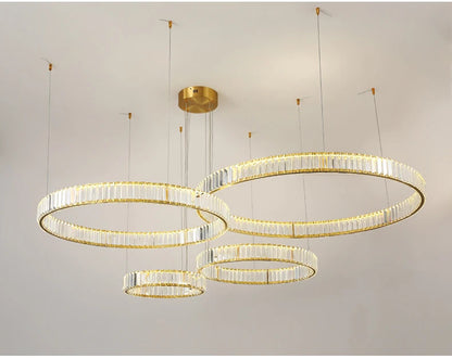 Luxury Crystal LED Pendant Lights Home Villa Living Room Dimmable Lighting Lustre Decoration Ceiling Chandelier Lamps Fixtures