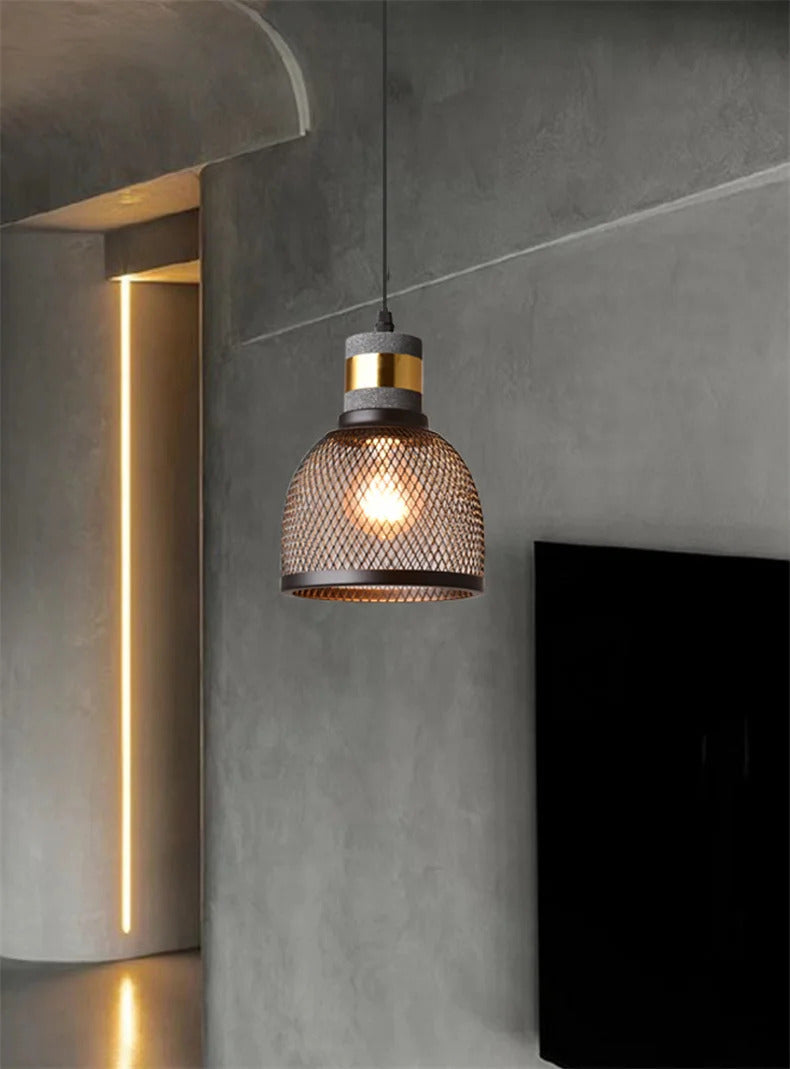 Industrial Concrete Pendant Light Home Decoration Chandelier Fixture Iron Shade Cement Hanging Lamp