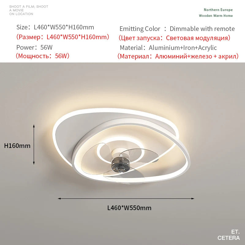 Electric Fan Light Modern LED Ceiling Lamp Living Room Light