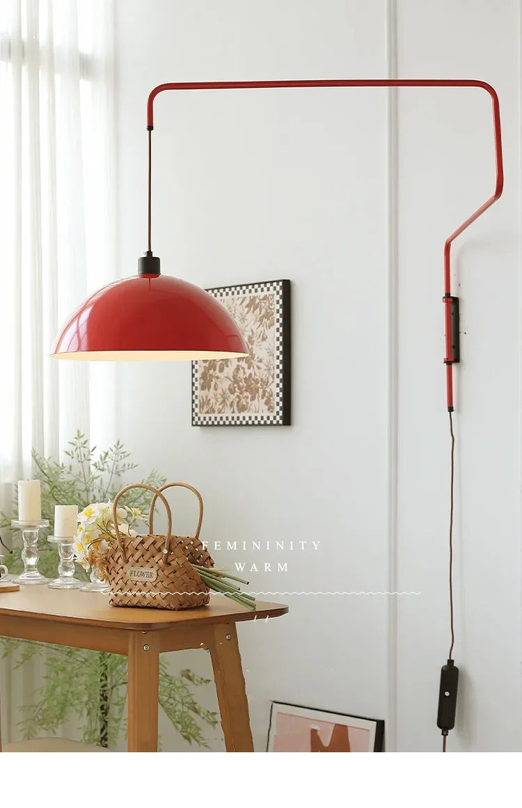 Red Rocker Chandelier Modern Folding Retractable Wall Lamp Long Arm Chandelier
