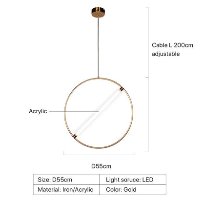 Round Suspension lamp Post-modern ring pendant light