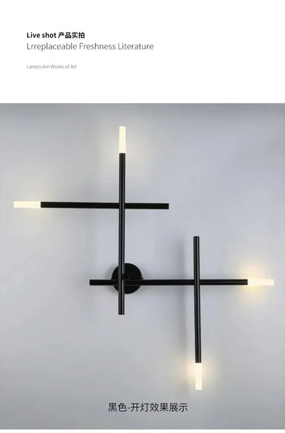 Nordic line Art Wall Lamp Modern Minimalist Creative Cross Shaped Sconce light