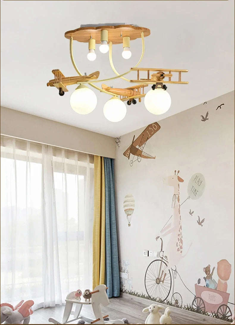 Airplane Chandelier Ceiling lamp Wooden Airplane Pendant Light