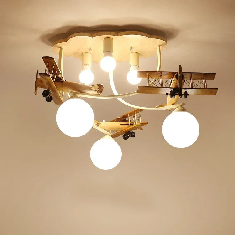 Airplane Chandelier Ceiling lamp Wooden Airplane Pendant Light