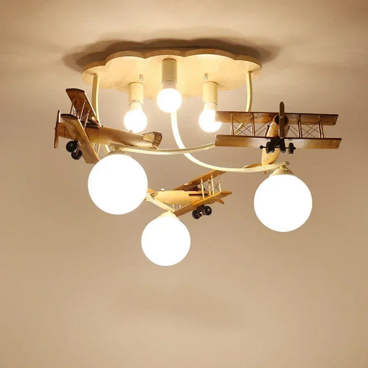 Airplane Chandelier Ceiling lamp Wooden Airplane Pendant Light