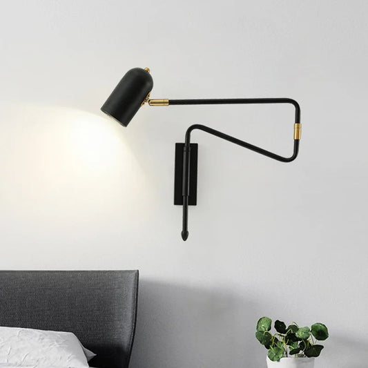 Nordic Long arm Wall lamp Art design Adjustable Wall light gold black swing sconce