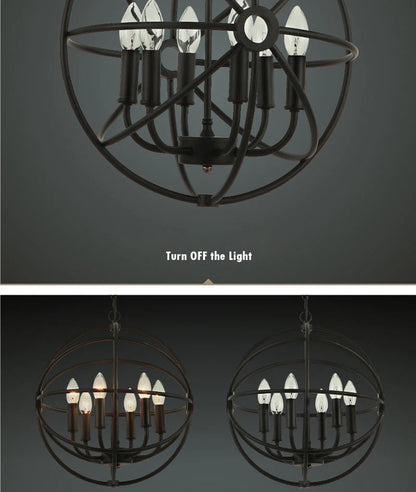 Retro Wrought Iron Chandelier Rustic Orb Chandelier