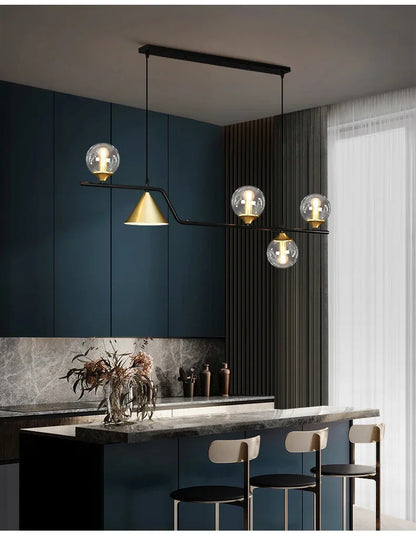 Lustre de vidro escandinavo, candeeiro suspenso, lustre de teto para cozinha e sala de jantar.