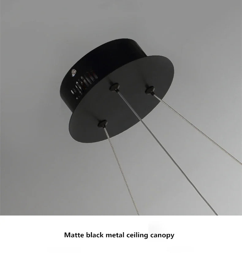 Modern Luxury Crystal Ring chandeliers Round black golden pendant lamp LED hanging light