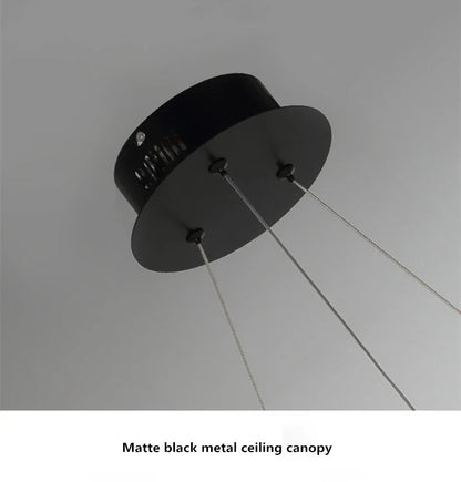 Modern Luxury Crystal Ring chandeliers Round black golden pendant lamp LED hanging light