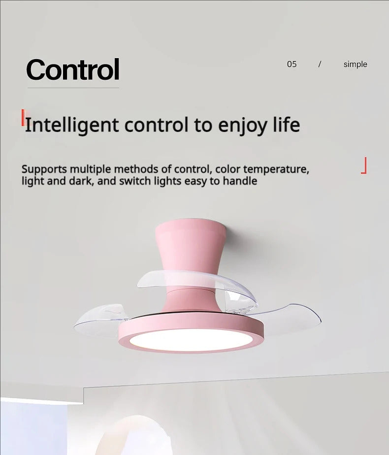 Children'S Room Invisible Fan Light Bedroom Quiet Ceiling Fan Light