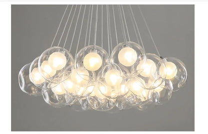 Nordic LED Bubble Lamp Chandelier Modern Clear Glass Ball Suspension Lamp
