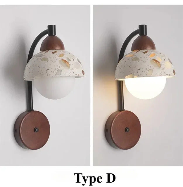 Natural cave Stone Wall Light Medieval Bedside cement Sconce lamp LED Lighting