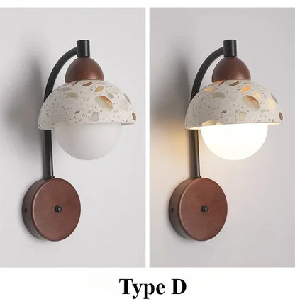 Natural cave Stone Wall Light Medieval Bedside cement Sconce lamp LED Lighting