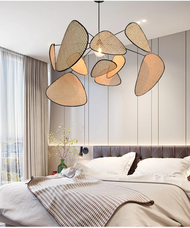 Rattan chandelier Wicker Suspension lamp