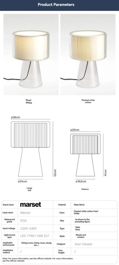 Mercer Glass Led Table Lamp, Postmodern Designer Glass Bedside Table Light, Nordic Bedroom Table Lights For Living Room Sofa