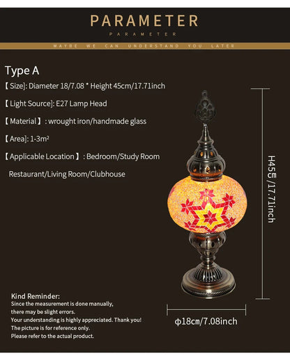 Turkish Mosaic Table Lamp Hand Crafted Decorative Lighting