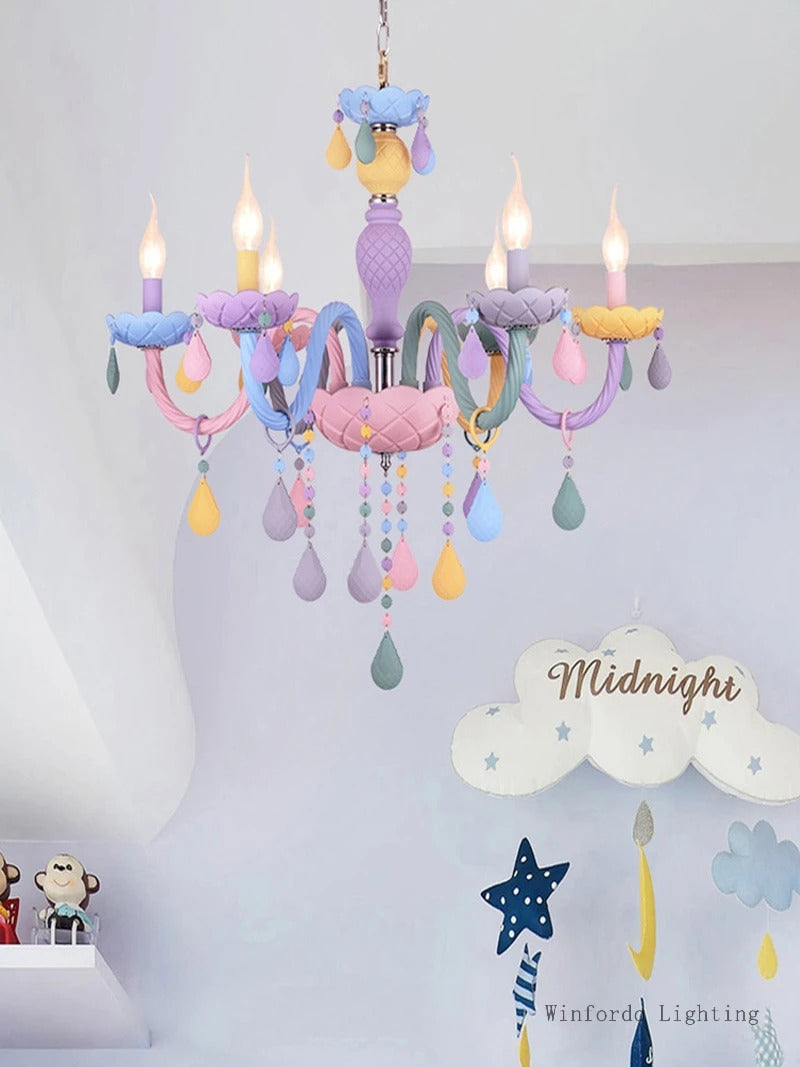 European Children rainbow chandelier Bedroom Princess room kawaii light