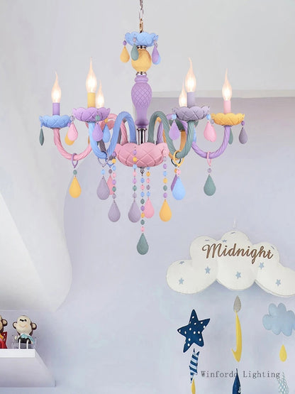 European Children rainbow chandelier Bedroom Princess room kawaii light