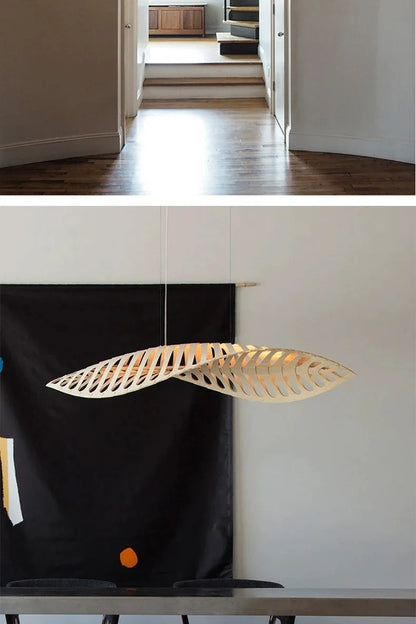 Japanese Wabi Sabi Leaf Chandeliers Art designer Fish Bone Retro Minimalist Pendant Light