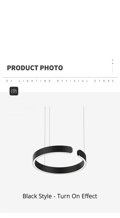 Nordic Led Ring Chandelier Modern Design Rose Gold Black White and Gold Lamp