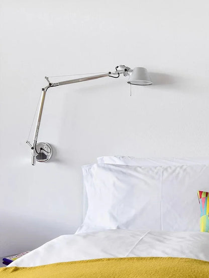Italian swing arm wall lamp LED Silver Black wall lamp Rotatable Adjustable Reading Lights Decor wall mounted bedside lights