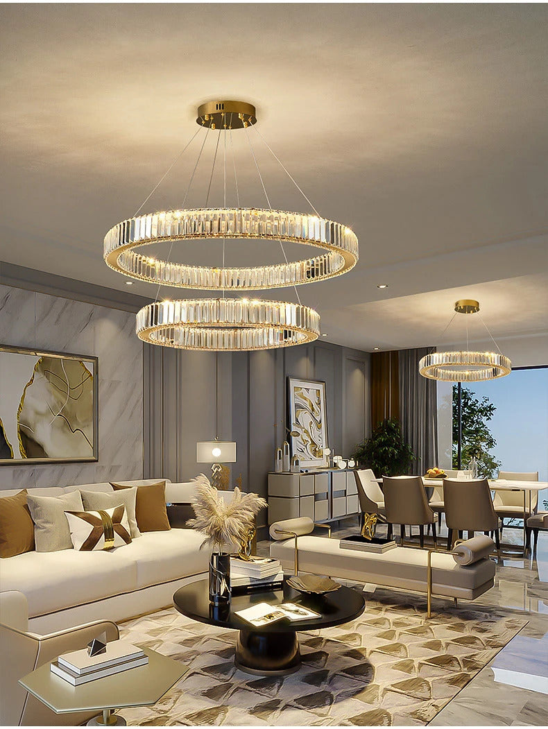 Luxury Crystal LED Pendant Lights Home Villa Living Room Dimmable Lighting Lustre Decoration Ceiling Chandelier Lamps Fixtures