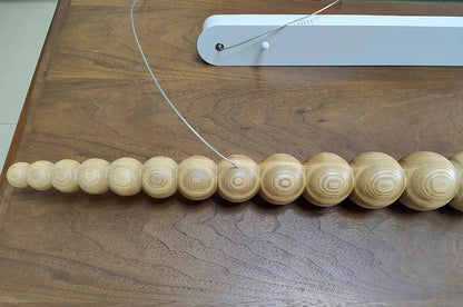 Wooden Beads Long Linear LED Pendant Lights Wabi Sabi wood walnut wood Hanging chandeliers