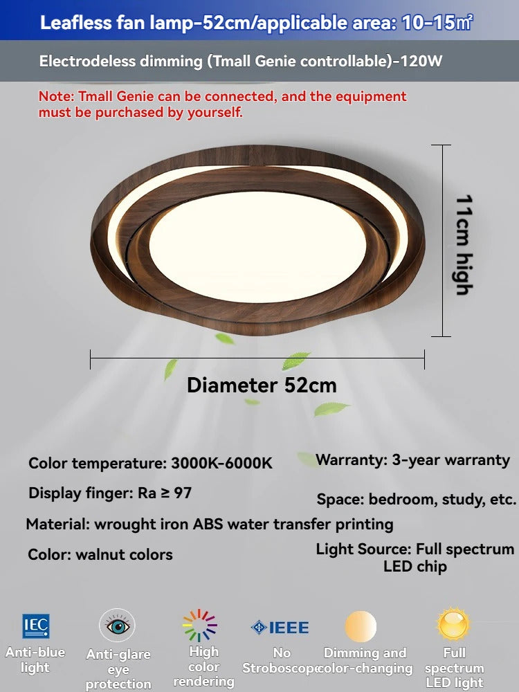 Modern Bladeless Ceiling Lamp Fan Living Room Silent Air Circulation Fan