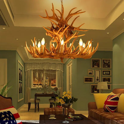 Rustic chandelier industrial wind lamps restaurant Internet cafe decoration antler lamp