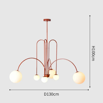 Postmodern geometric chandelier Red Glass Ball minimalist lamp