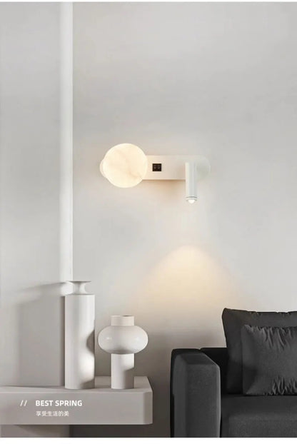 Nordic minimalist bedside wall light Modern moon with spotlights Adjustable wall lamps