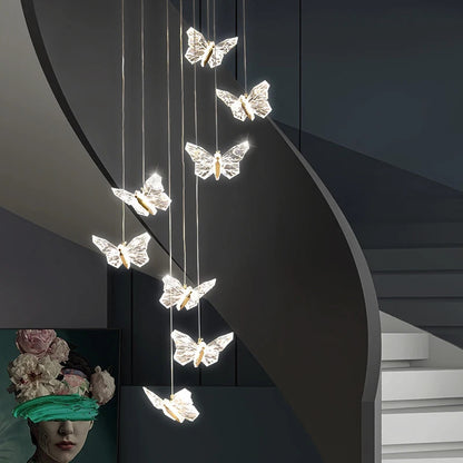 Crystal butterfly lamp Nordic Luxury Crystal Staircase Chandelier