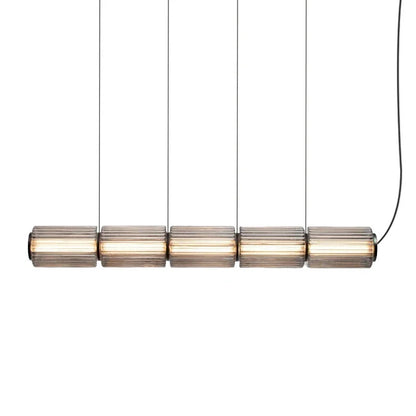 Restaurant Long Stripe Pendant Light Smoke Gray Glass Lampshade Nordic Led Hanging Light