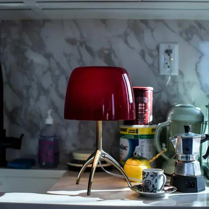 Nordic modern colorful glass lampshade three legged LED desk lamp suitable for study bedroom living room