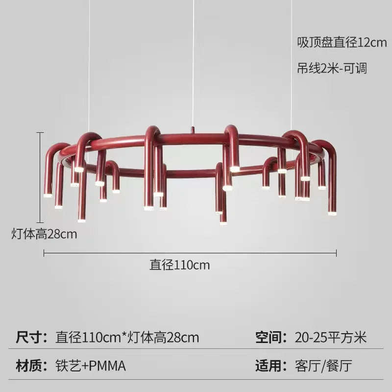 Nordic U-shaped Pendant lamp water pipe long strip Chandelier