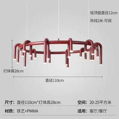 Nordic U-shaped Pendant lamp water pipe long strip Chandelier