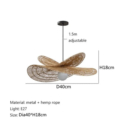 Wabi Sabi Rattan Chandelier Retro LED Weaving Pendant Lamp