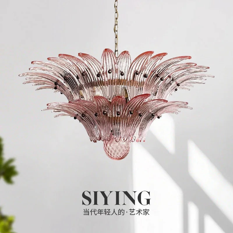 Glass Palmette Transparent Chandelier