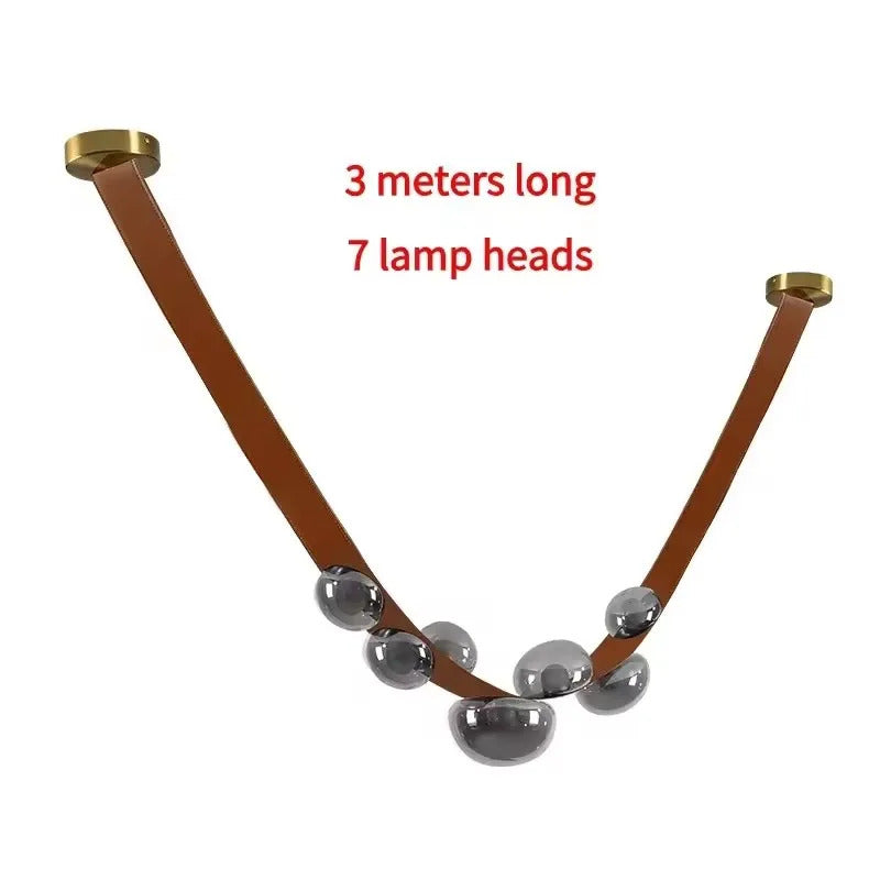Italian Designer Loft Chandelier Luxury Leather Hanging Pendent Light