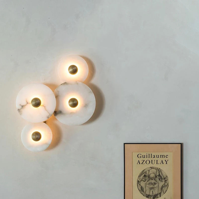 MEDIAN Wall Lamp Round Shape Gold Natural marble LED Wall sconce lighting