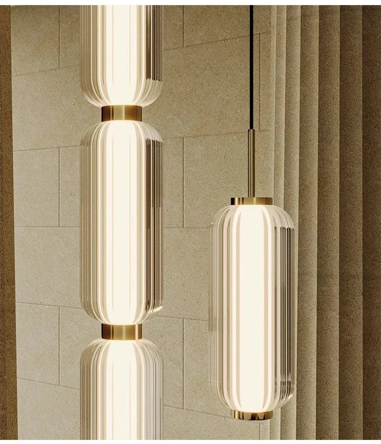 Nordic Glass Chandelier Hotel Living Room Chandelier High-grade Restaurant Staircase Combination Home decor Long Pendant Lights