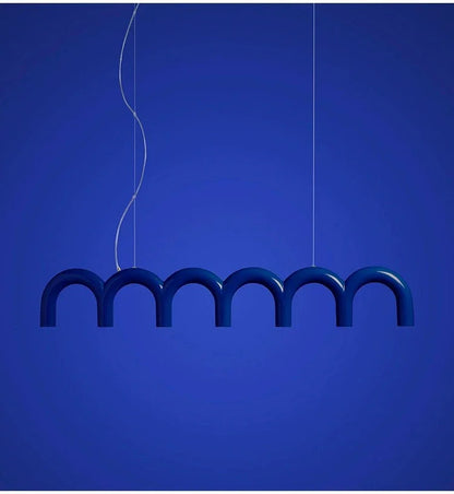 Oblure Arch Chandelier Post Modern Design Pendant Light for Coffee living Room Kitchen U shaped Lamp Blue Metal macaron lamp