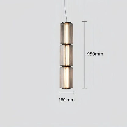 Restaurant Long Stripe Pendant Light Smoke Gray Glass Lampshade Nordic Led Hanging Light Living Dining Room Decor Pendant Lamp